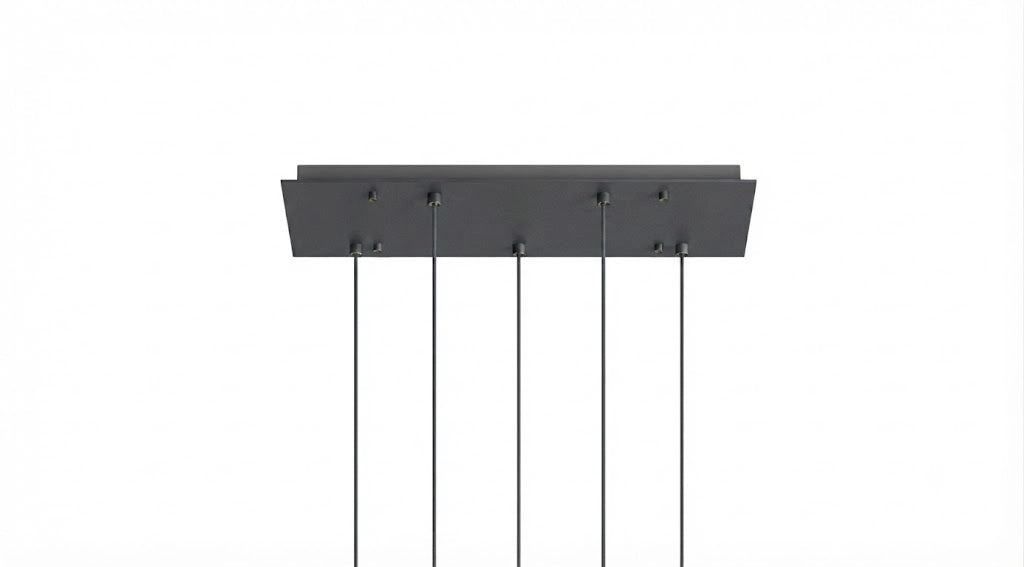 ROSONE RETTANGOLARE IN METALLO 60X35CM  5 FORI NEARLY BLACK