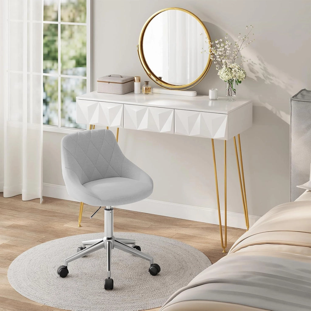 Sedia da Scrivania Moderna, Sgabello Regolabile Senza Braccioli, per Camera da Letto Studio Soggiorno, Grigio Chiaro