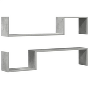 2 pz Mensole Parete | Mensola sospesa Grigio Cemento 100x15x20cm Legno Multistrato