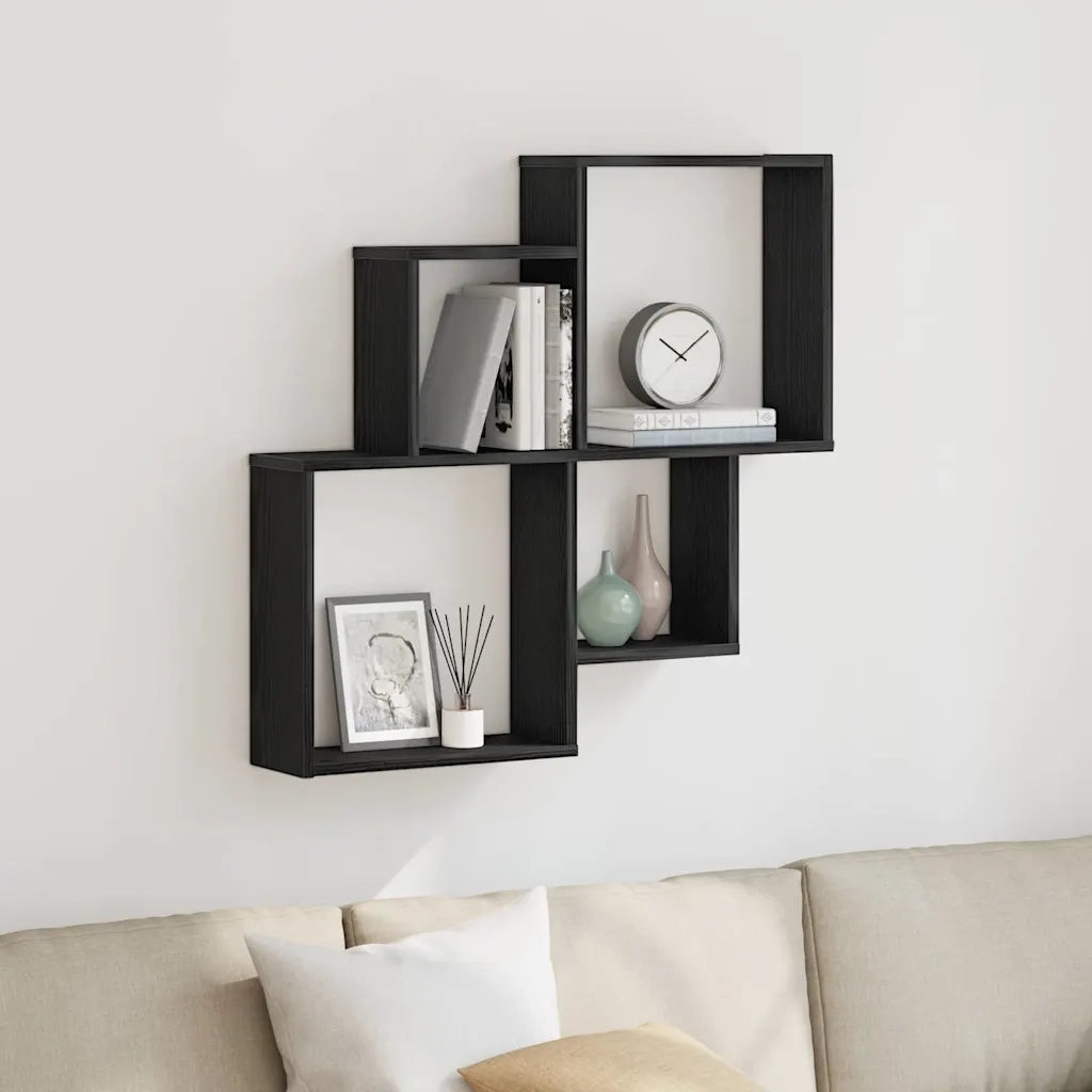 Scaffale da parete Rovere Nero 80 x 15 x 78,5 cm 862654