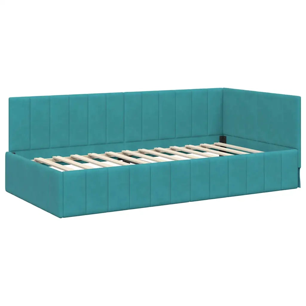 Struttura Letto Angolare con Materasso 2 pz-Giroletto con materasso Turchese Velluto 611280