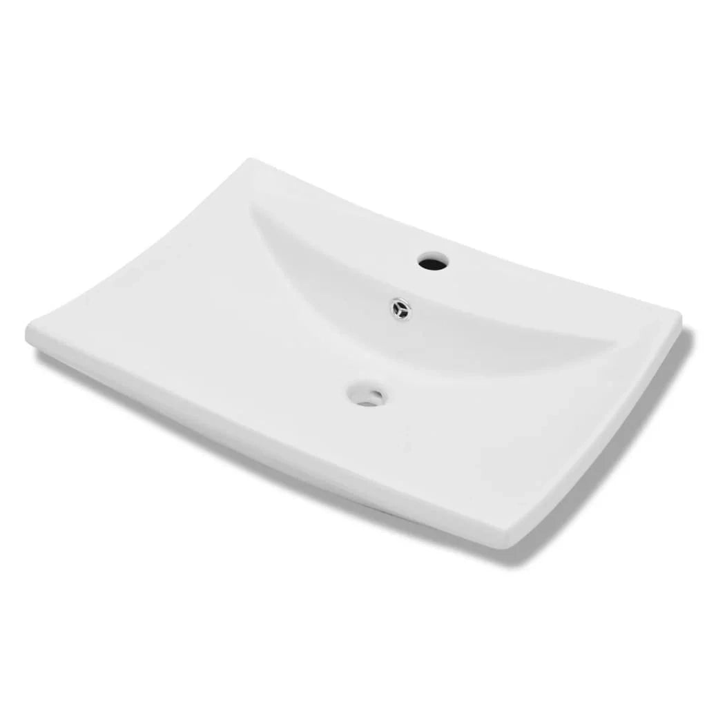 Lavabo da bagno di lusso 60 x 44 cm rettangolare in ceramica con troppopieno ceramica bianca 02_0002488