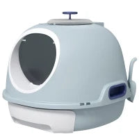 Lettiera per Gatti Chiusa con Vassoio Estraibile, 2 Ingressi e Paletta, 47x55x44 cm, Azzurro