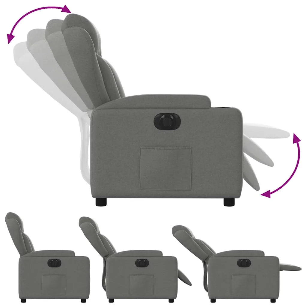 Poltrona | Sedia Relax Elettrica Reclinabile Grigio Scuro in Tessuto