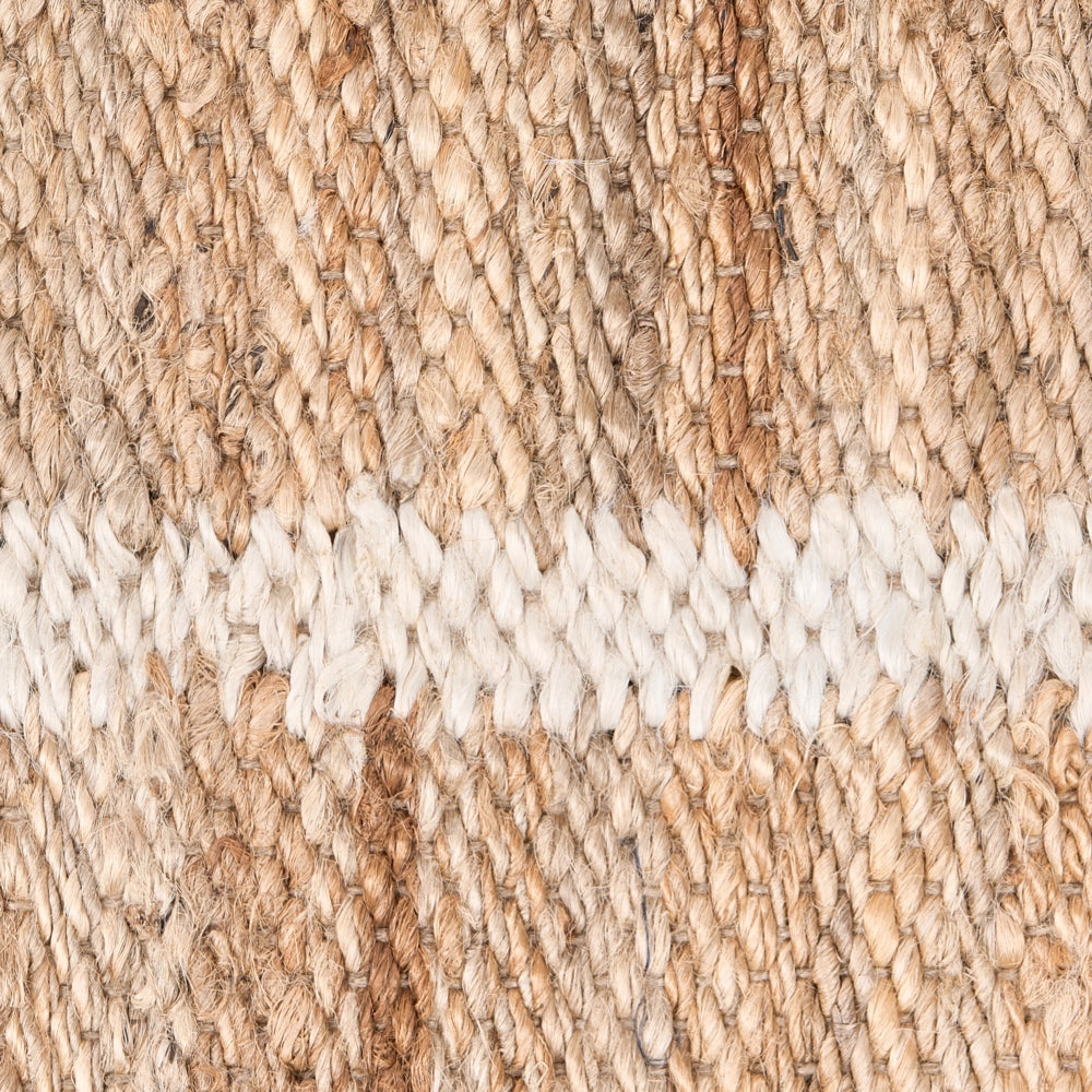 Tappeto Runner Beige Chiaro Iuta 80 x 300 cm con Motivo Rettangolare Tessuto Stile Rustico Soggiorno Camera Da Letto