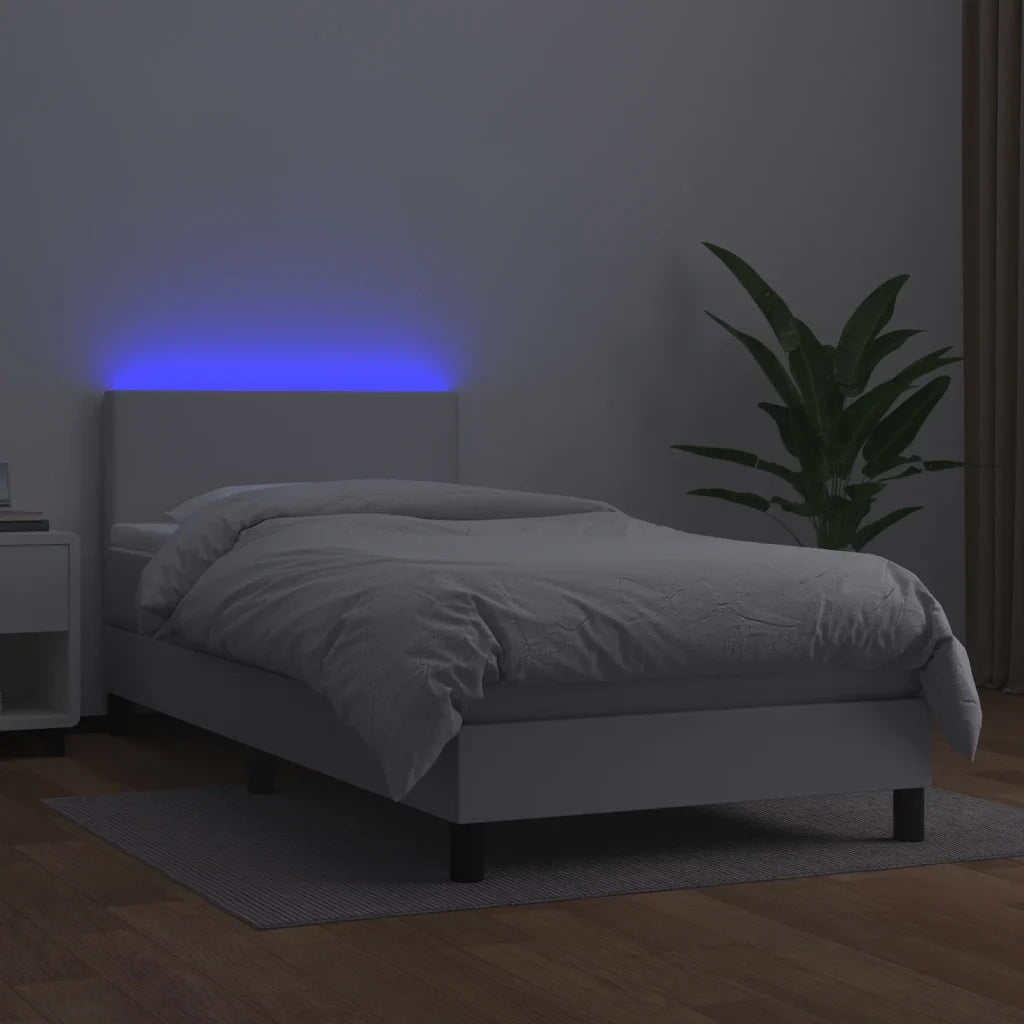 Giroletto Molle con Materasso e LED Bianco 90x190 cm Similpelle 3134076