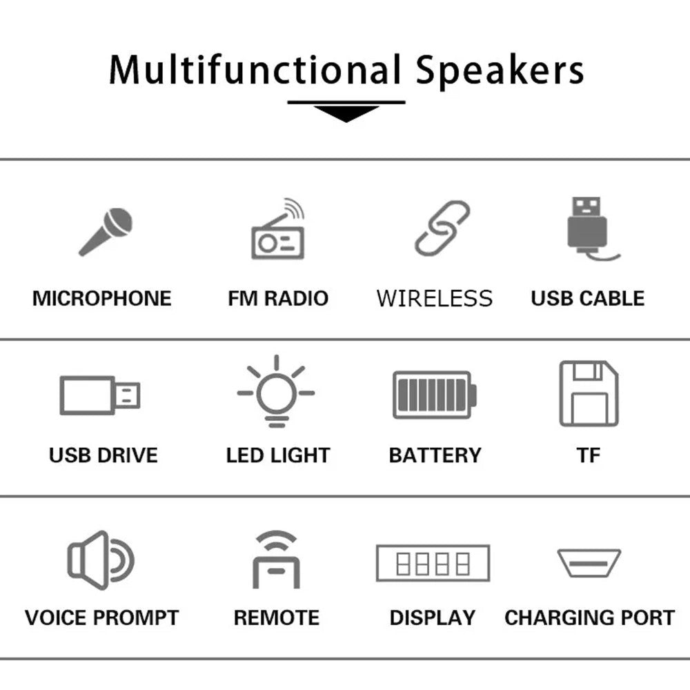 Trade Shop - Cassa Altoparlante Speaker Con Microfono Per Karaoke Giochi Luce Led Usb Aux 4.0 -