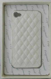 CUSTODIA COVER PLASTICA RIGIDA PER APPLE IPHONE 4 4S IN MINIJES ROMBI BIANCO