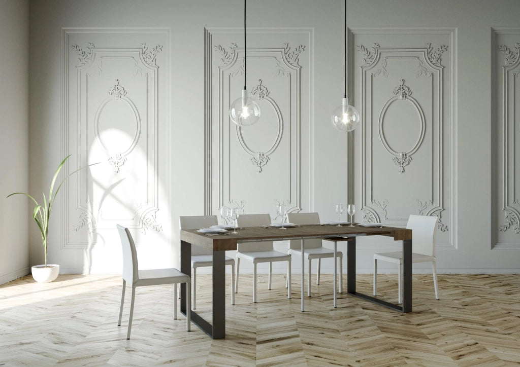 Consolle Allungabile 90-300x40x77 cm in Nobilitato Marrone