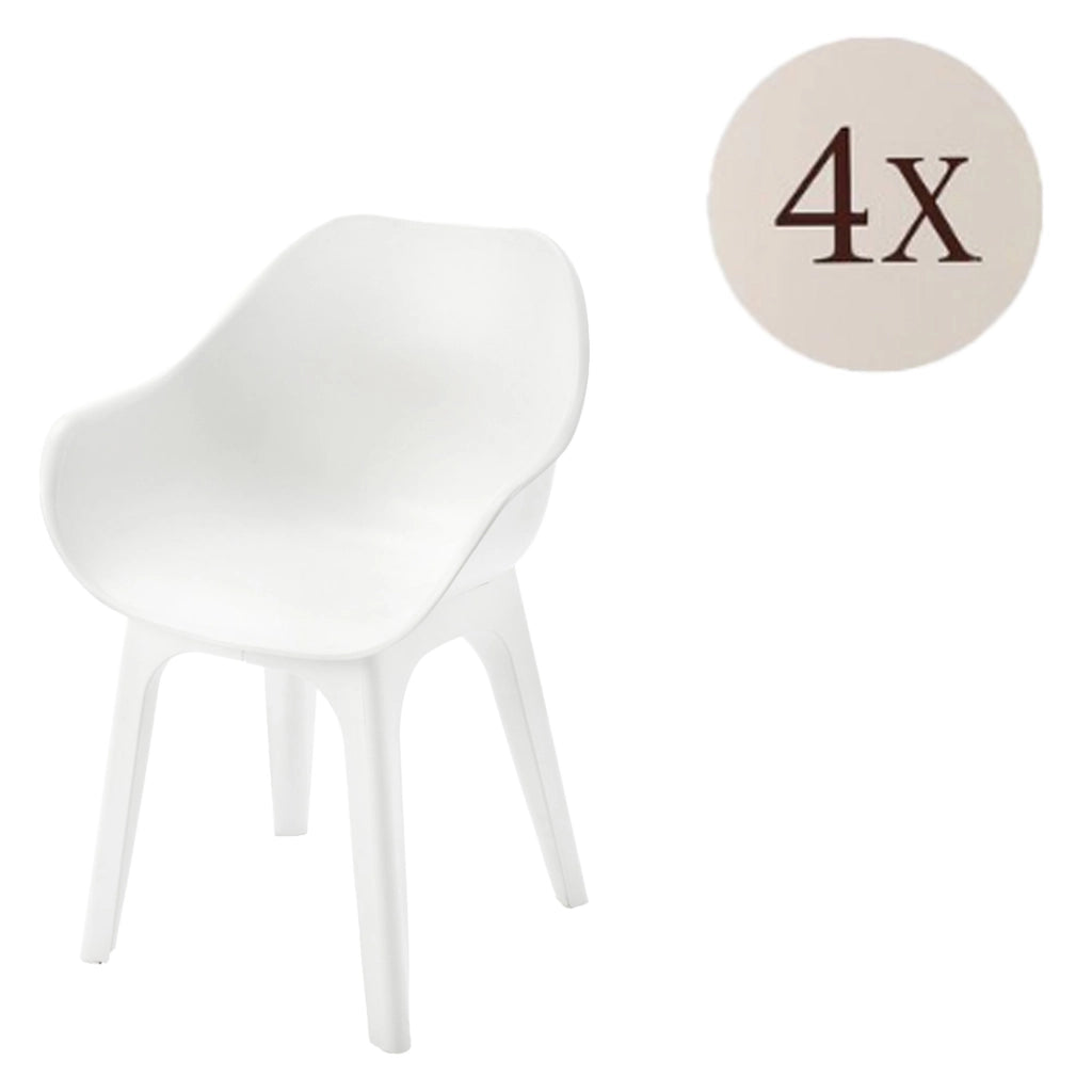Beachfield, Sedia da Esterno 4 Sedie Made in Italy, Bianco