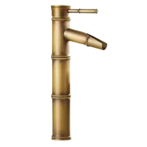 YURI | Rubinetto per bagno a cascata in bambù alto in ottone dorato | in acciaio inox per lavelli alti | Miscelatore giapponese 2 attacchi
