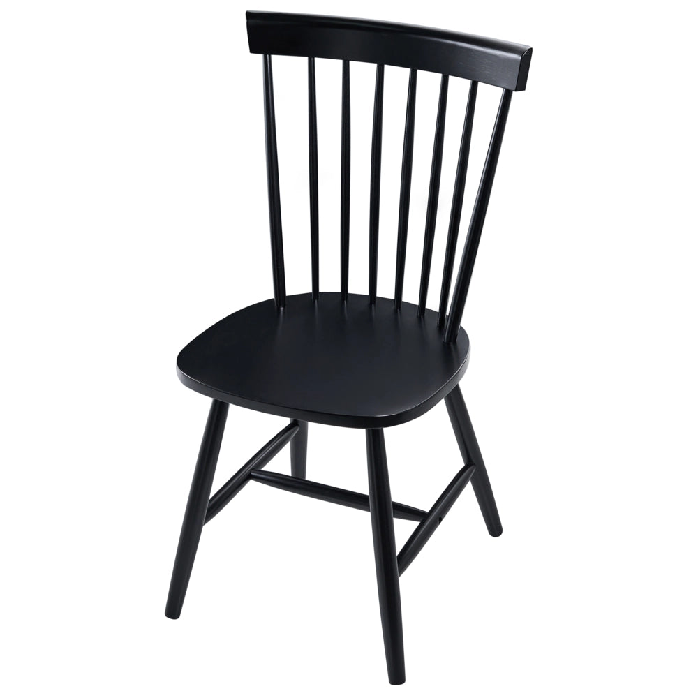 Set di 2 sedie da pranzo in legno di gomma Nero rustico vintage con schienale alto dipinto da soggiorno