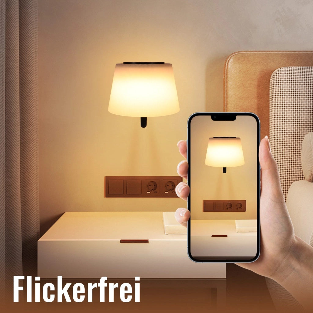 ZMH Lampada da parete per interni a batteria con interruttore applique da parete LED dimmerabili nere senza fili moderne