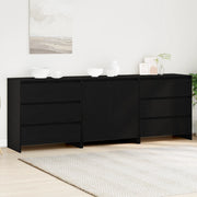 Set di 3 Sideboard in Legno Ingegnerizzato Nero