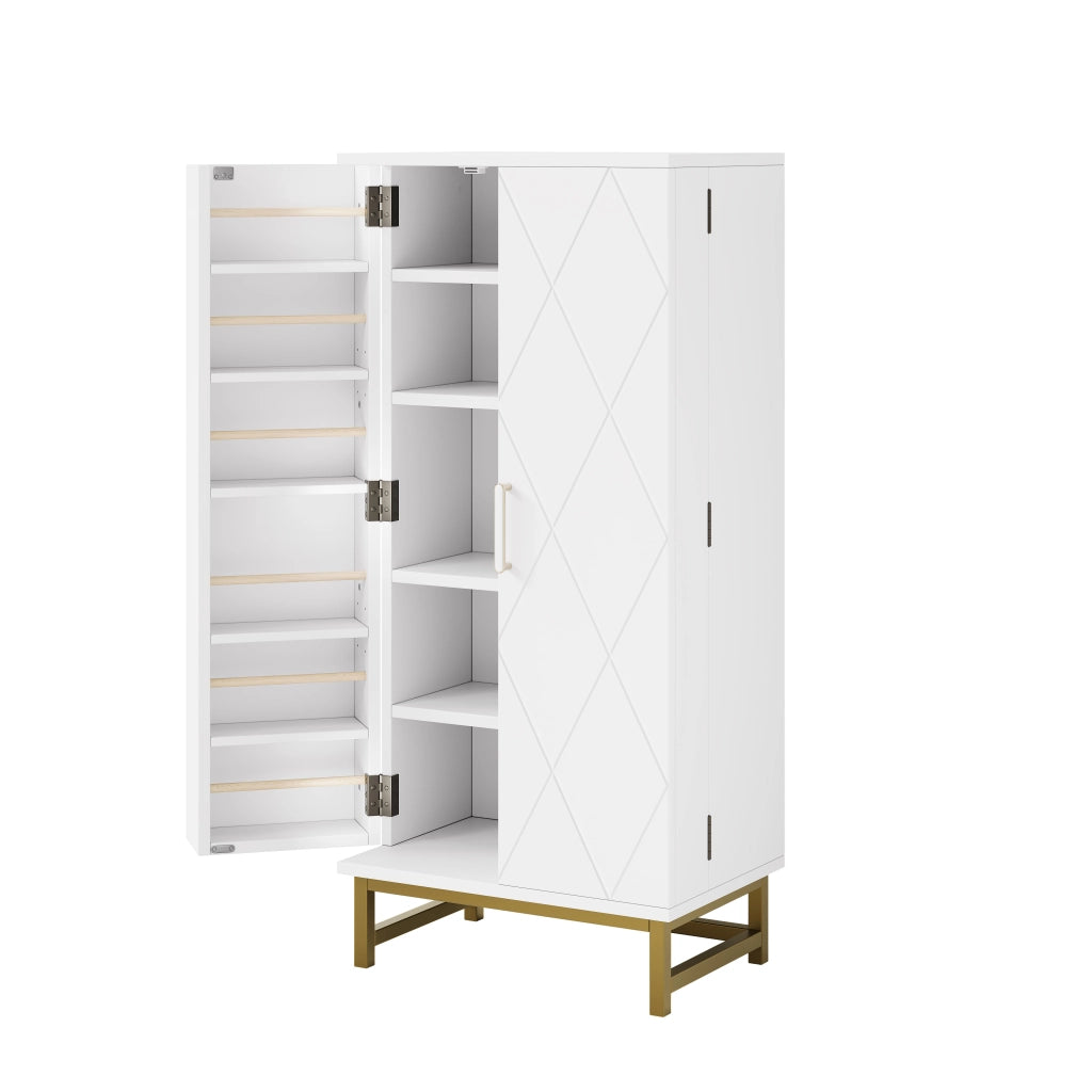 Credenza salvaspazio moderna con ripiani regolabili, 60×40×130 cm, bianca
