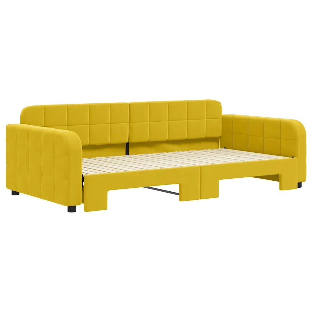 Divano Letto con Letto Estraibile-Sofa Letto-Daybed Giallo 100x200 cm in Velluto 564348