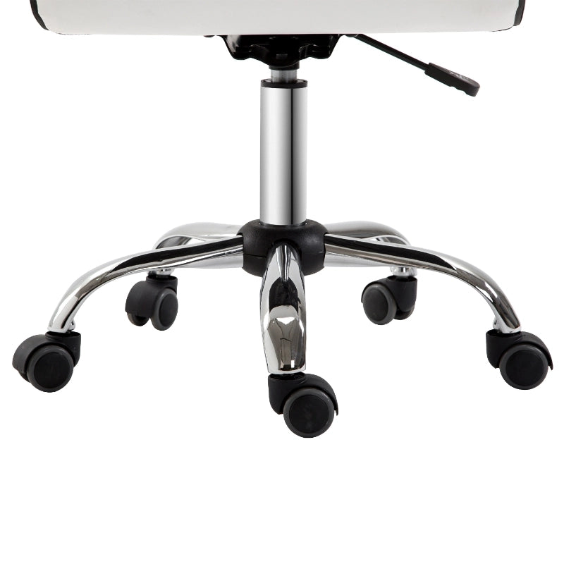 Chaise de bureau ergonomica girevole senza braccioli con altezza regolabile e ruote in similpelle bianca