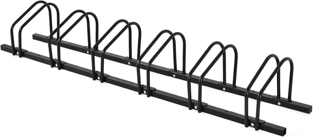 Rastrelliera per Biciclette, Portabiciclette Parcheggio Organizzatore per 4/5/6 Bici, Parcheggio per Biciclette, Telaio d'Acciaio (Nero, 6 Bici)