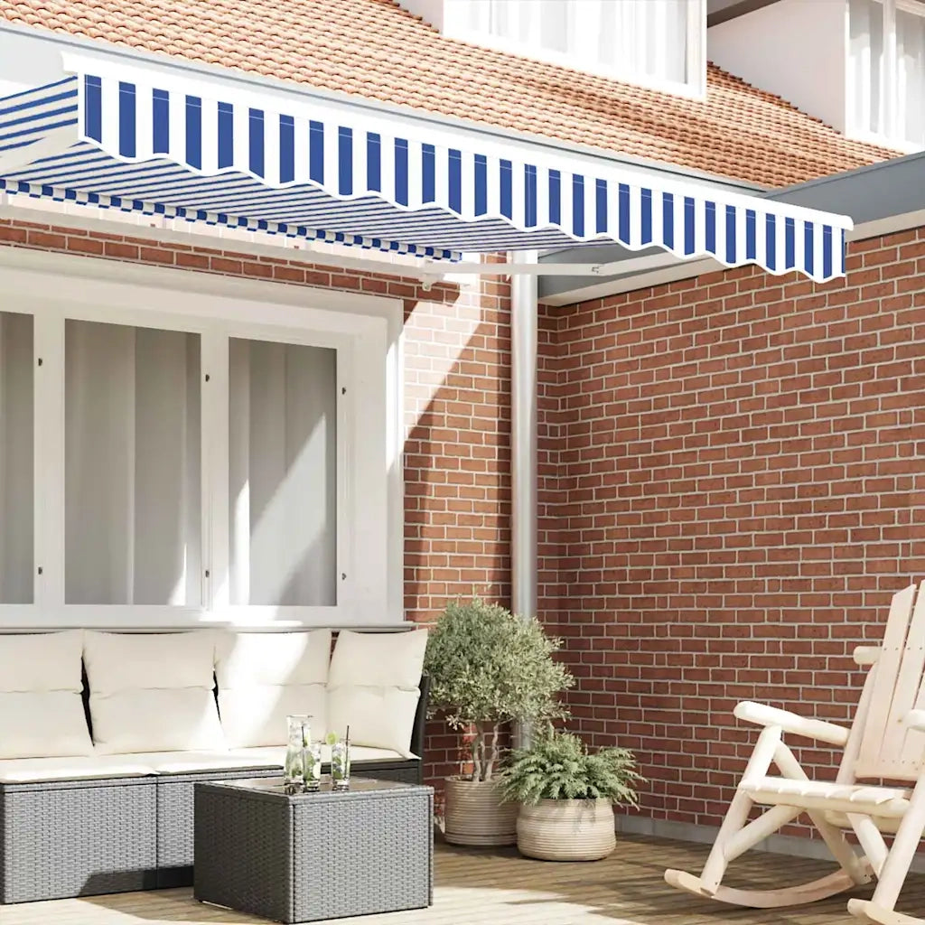 Tenda a Braccio Blu e Bianco 230 x 20 cm Tela 42000666