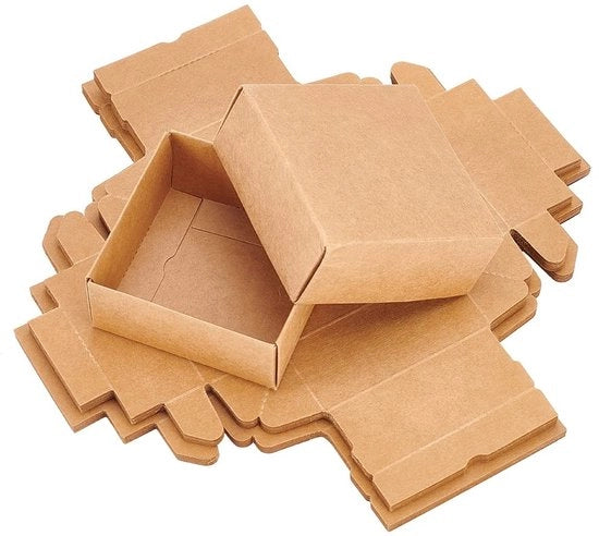Scatola di regalo in cartone marrone per 20 pezzi - dimensioni 8,6 x 8,6 x 3,6 cm - confezione per regali - scatole per gioielli - regalo di compleanno