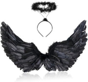 Accessori per costume - 105 cm - Nero - Ali da vento - Adatto per donne e ragazze - Festa e carnevale
