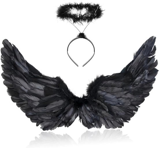 Accessori per costume - 105 cm - Nero - Ali da vento - Adatto per donne e ragazze - Festa e carnevale