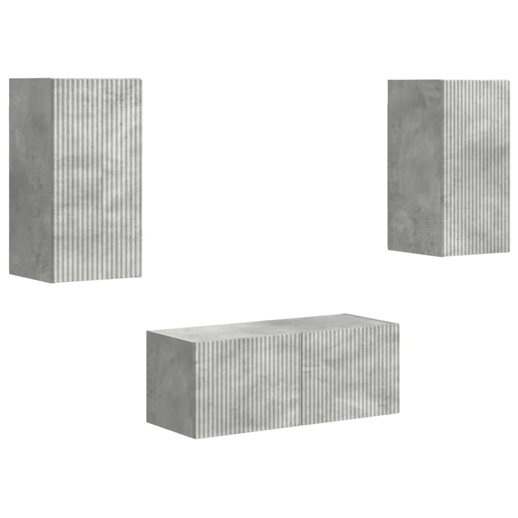 Set mobile TV 6 pcs Grigio cemento Legno multistrato