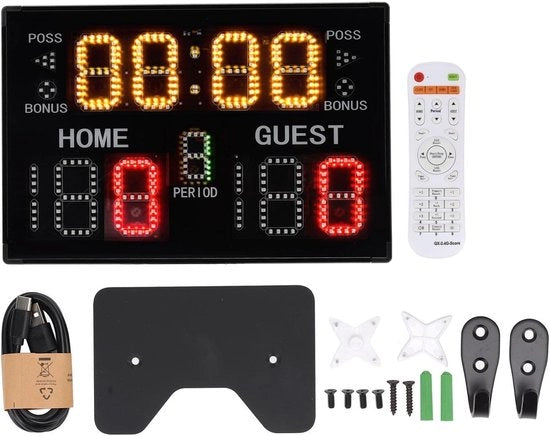 Pannello elettronico per la segnalazione dei punteggi per interni con telecomando e 11 cifre - trasportabile e professionale per basket, pallavolo, ping pong
