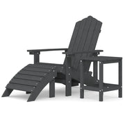 Sedia Giardino | Sedie da Esterno Poggiapiedi e Tavolo Adirondack HDPE Antracite