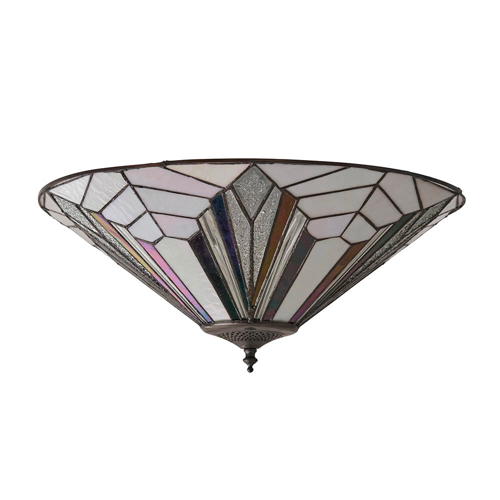 Plafoniera Tiffany Astoria vetro rotonda conica 2xE27