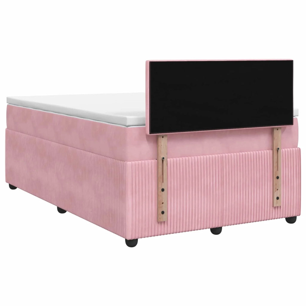 Letto box spring con materasso Rosa 120 x 190 cm Velluto 3453112
