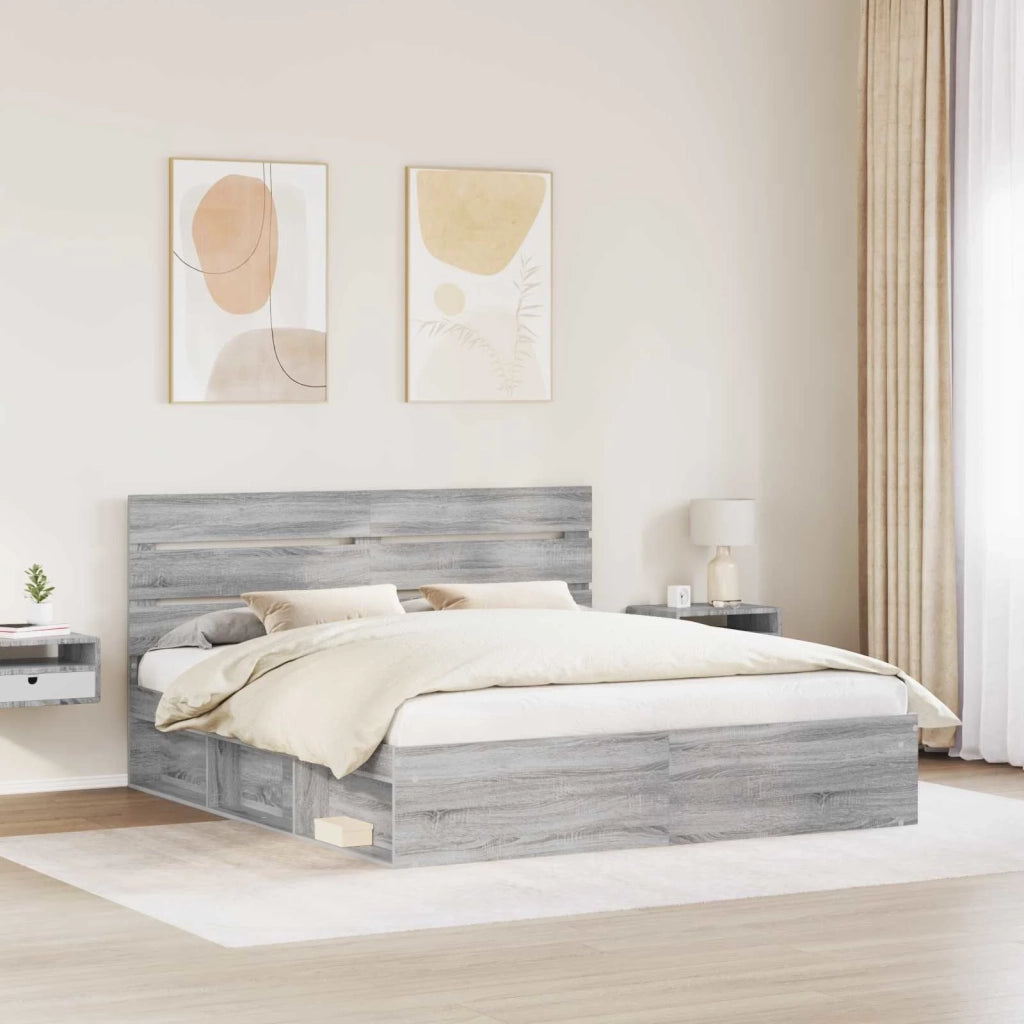 Struttura del letto Grigio Sonoma 200 x 200 cm Pino massello 3411709
