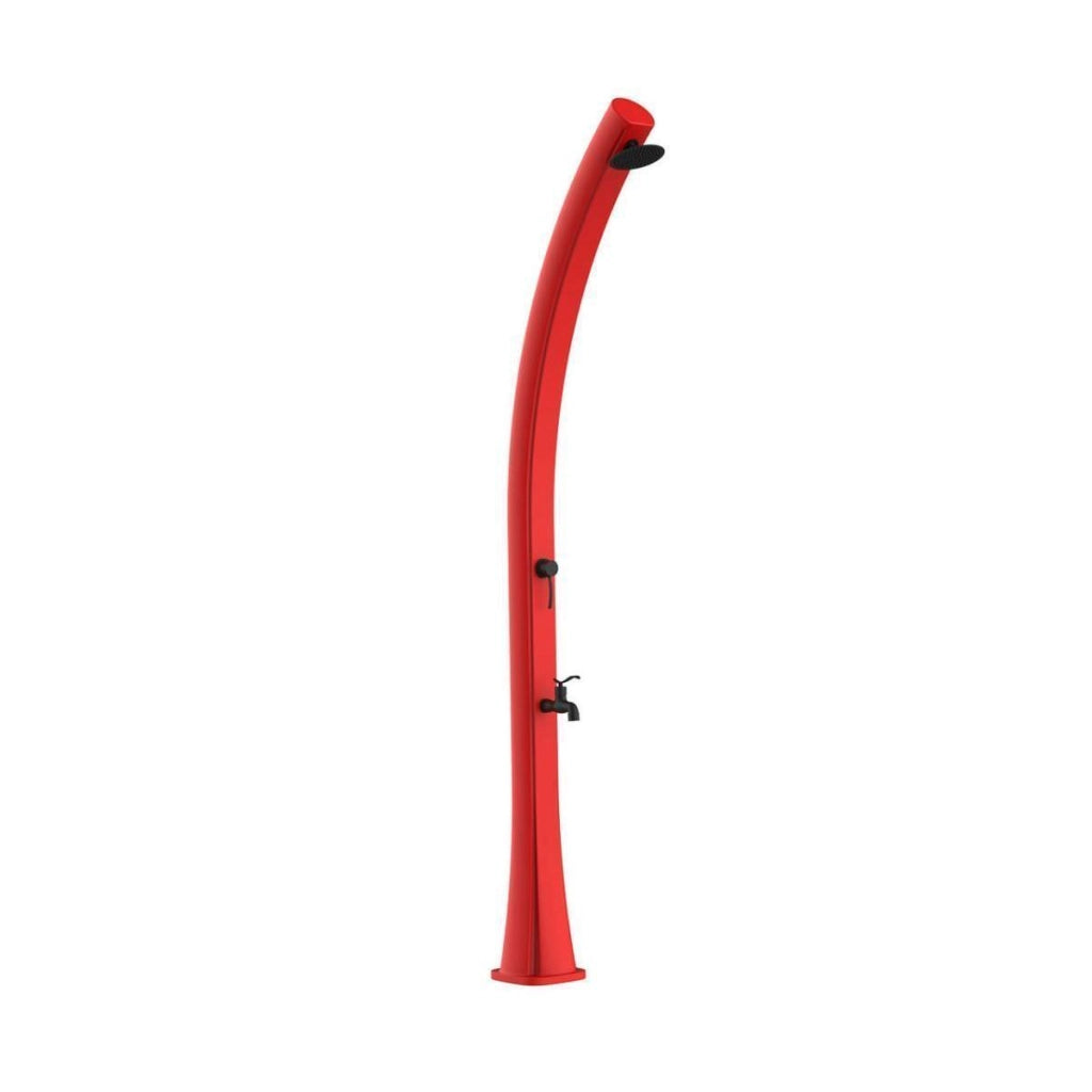 MPC Doccia Rossa in Polietilene HD con Riscaldamento Solare Altezza 226 cm Serbatoio 25 Litri Soffione Rotondo Ø 10 cm Accessori in Ottone Modello DOCCIA SOLARE RIO