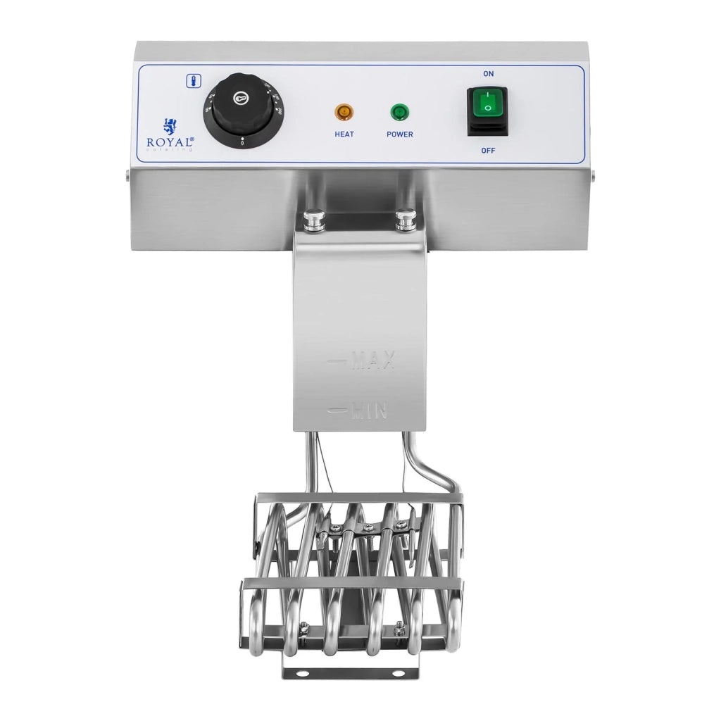 Friggitrice elettrica professionale doppia per ristoranti 2 x 3.200 watt 2 x 16 litri di capacità totale 2 x 12 litri di capacità dell'olio termostato 2 rubinetti acciaio inox 14_0003982