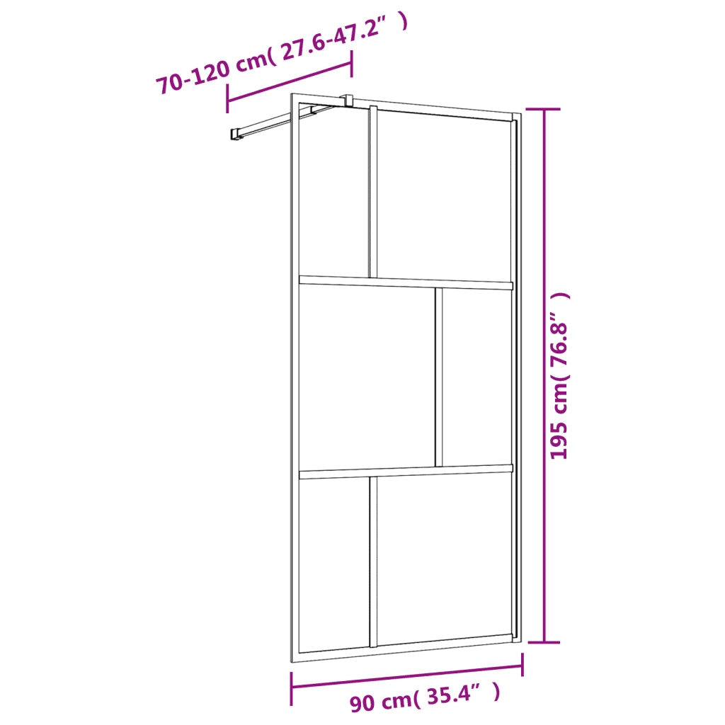 Parete per Doccia Walk-in Vetro Trasparente ESG 90x195 cm Oro 154955