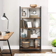 Libreria industriale a 4 livelli - Parete divisoria - Stabile - Colore marrone-nero - Dimensioni 74 x 30 x 154,5 cm