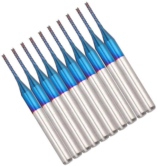 Set di 10 pezzi di frese in acciaio inossidabile, cornice blu, frese CNC-PCB, frese per la gravure, frese per la scultura (10 mm) - 10 pezzi