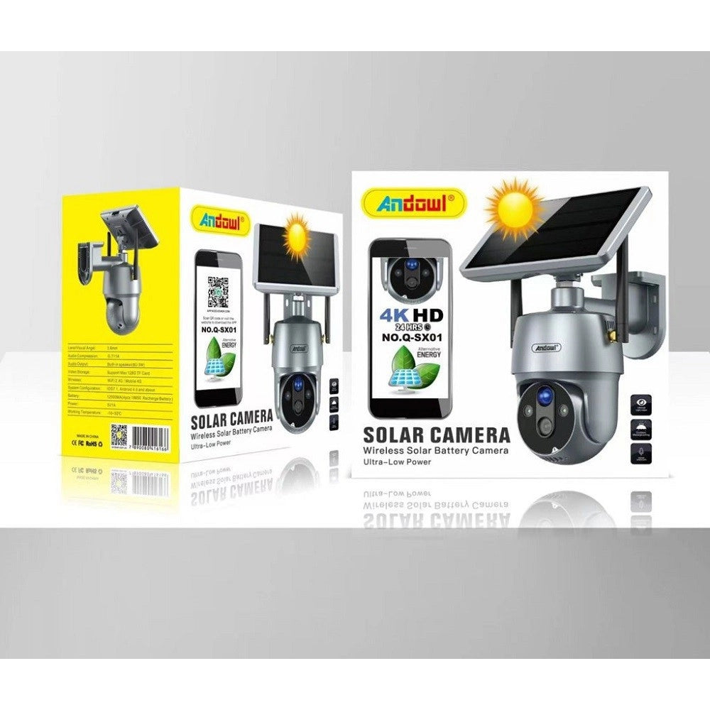 Trade Shop - Camera Con Pannello Solare Wifi P2p 355° 12a 3,6mm Audio Bidirezionale Q-sx01 -