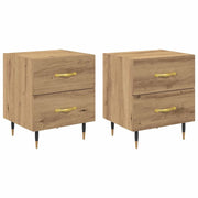 Set di 2 Comodini | Armadio da Notte | Mobiletto da notte Rovere artigianale 40 x 35 x 47,5 cm