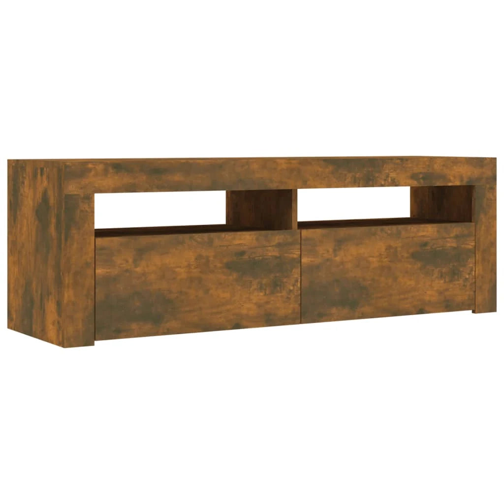 Mobile TV multimediale scaffale TV credenza mobile TV per sala da pranzo soggiorno camera da letto con luci a LED rovere affumicato 120 x 35 x 40 cm marrone 02_0026715