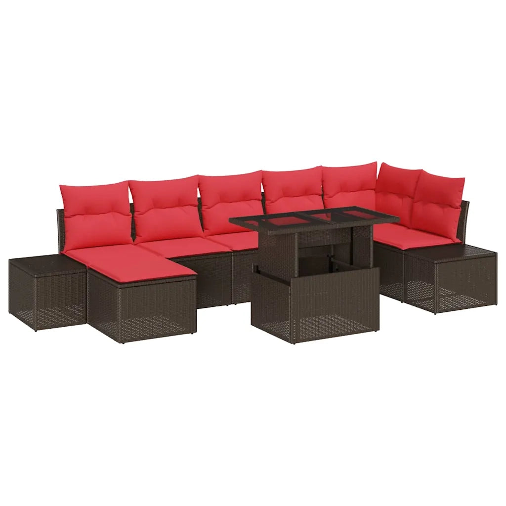 Set Divano da Giardino 8 pz Marrone polyrattan 3357967