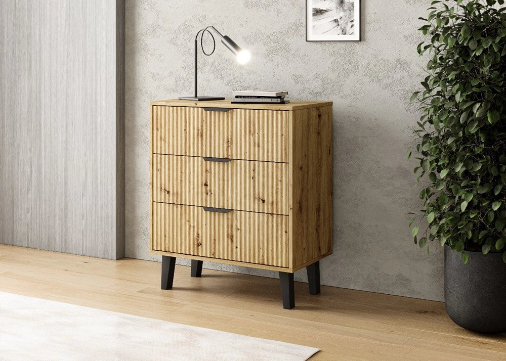 Cassettiera SCANDI 3s slim rovere artisan per camera e soggiorno