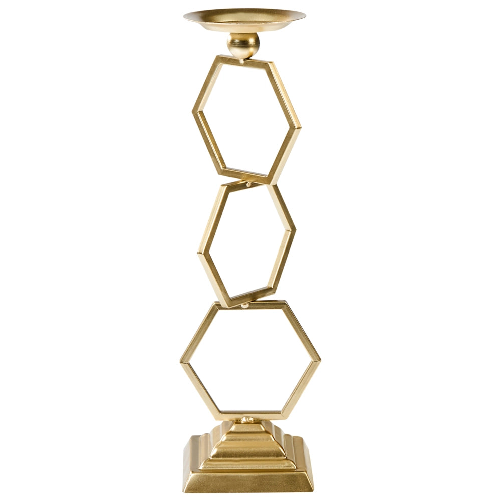 Portacandele in ferro dorato 44 cm per candele a colonna Stile tradizionale Glamour