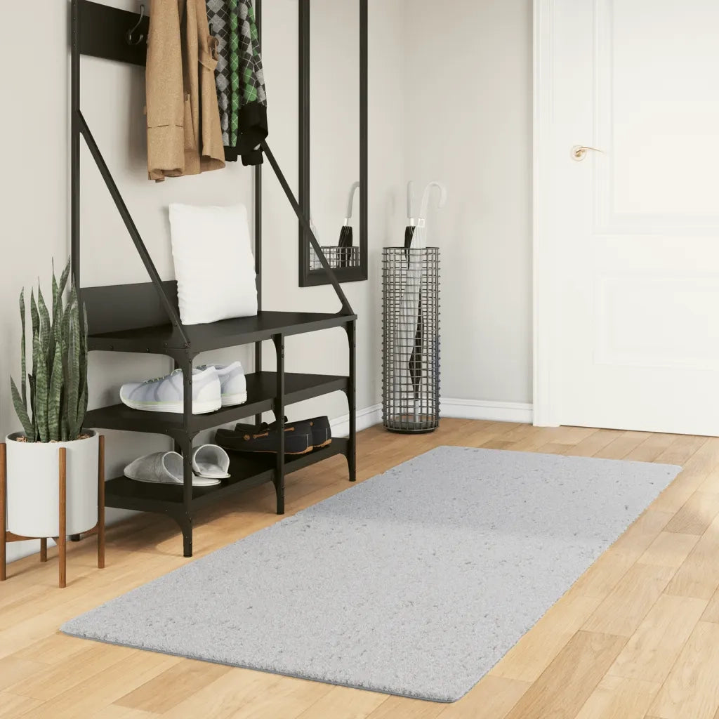 Tappeto a Pelo Corto HUARTE Morbido e Lavabile Grigio 80x200 cm 375072