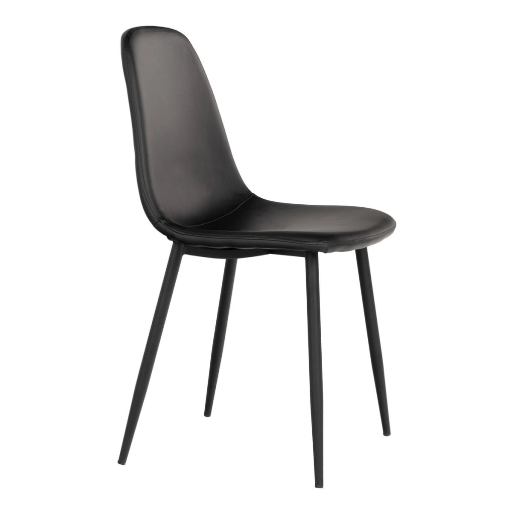 Set di 2 Sedie Stockholm, Nero, Similpelle, 54x44x88 cm