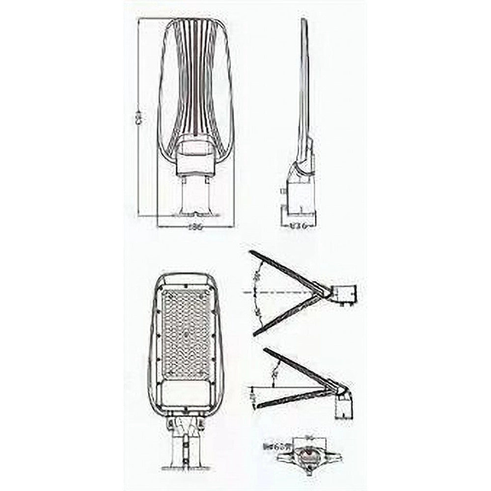Trade Shop - Lampione Stradale Led 100 W 9000lm Grigio Ip65 Luce Bianco Freddo 6500k Rl02-100w -