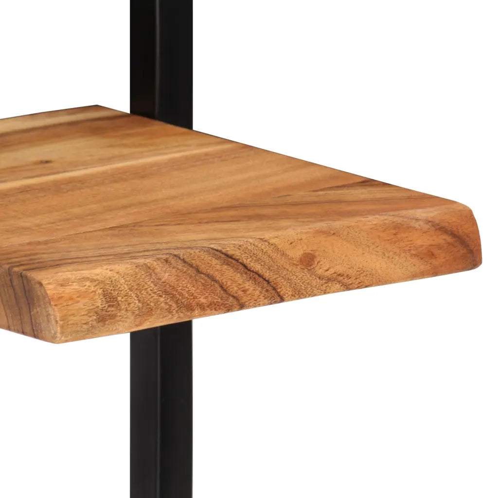 2 pz Mensole Parete | Mensola sospesa 25x25x75 cm Legno Massello Acacia e Acciaio