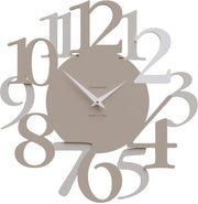 Orologio da parete con design moderno, grandi cifre, grande formato, non ticchettante, preciso e silenzioso 42x42 cm [Caffelatte, bianco, lino]