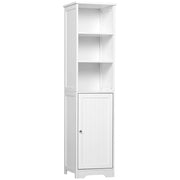 Colonna Bagno 5 Ripiani con Anta e Ripiano Regolabile ¨C zephmum ¨C Bianco 40x38x160 cm