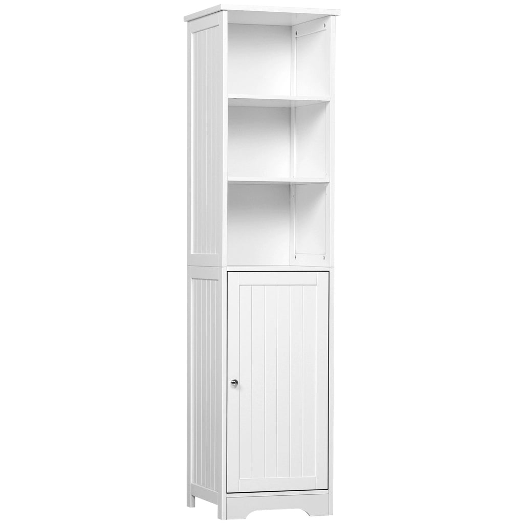 Colonna Bagno 5 Ripiani con Anta e Ripiano Regolabile ¨C zephmum ¨C Bianco 40x38x160 cm
